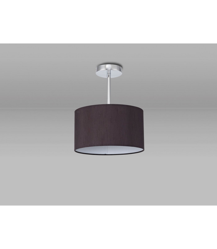 Baymont Polished Chrome E27 Semi Flush With 30cm x 17cm Faux Silk Shade Black/White Laminate-11