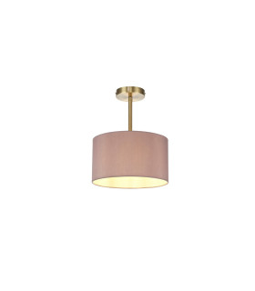 Baymont Antique Brass E27 Semi Flush With 30cm x 17cm Dual Faux Silk Shade Taupe/Halo Gold-1