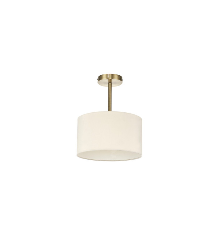 Baymont Antique Brass E27 Semi Flush With 30cm x 17cm Faux Silk Shade Ivory Pearl/White Laminate-4