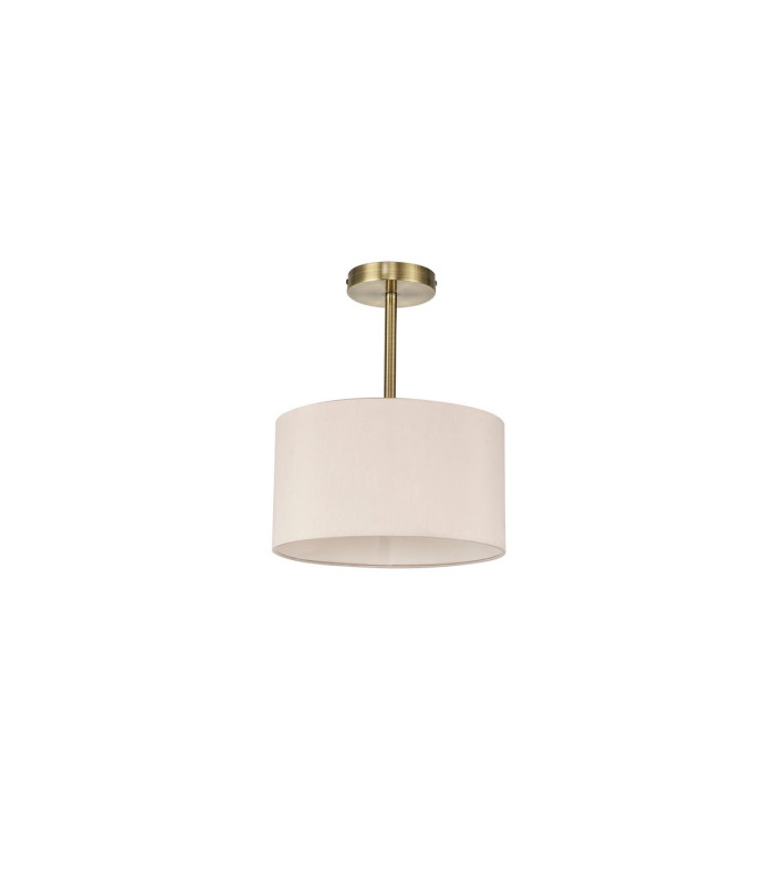 Baymont Antique Brass E27 Semi Flush With 30cm x 17cm Dual Faux Silk Shade Nude Beige/Moonlight-4