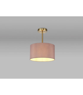 Baymont Antique Brass E27 Semi Flush With 30cm x 17cm Dual Faux Silk Shade Taupe/Halo Gold-2