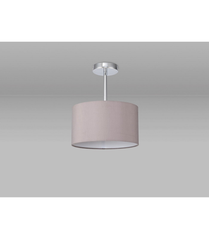 Baymont Polished Chrome E27 Semi Flush With 30cm x 17cm Faux Silk Shade Grey/White Laminate-11