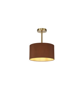 Baymont Antique Brass E27 Semi Flush With 30cm x 17cm Dual Faux Silk Shade Raw Cocoa/Grecian Bronze-1