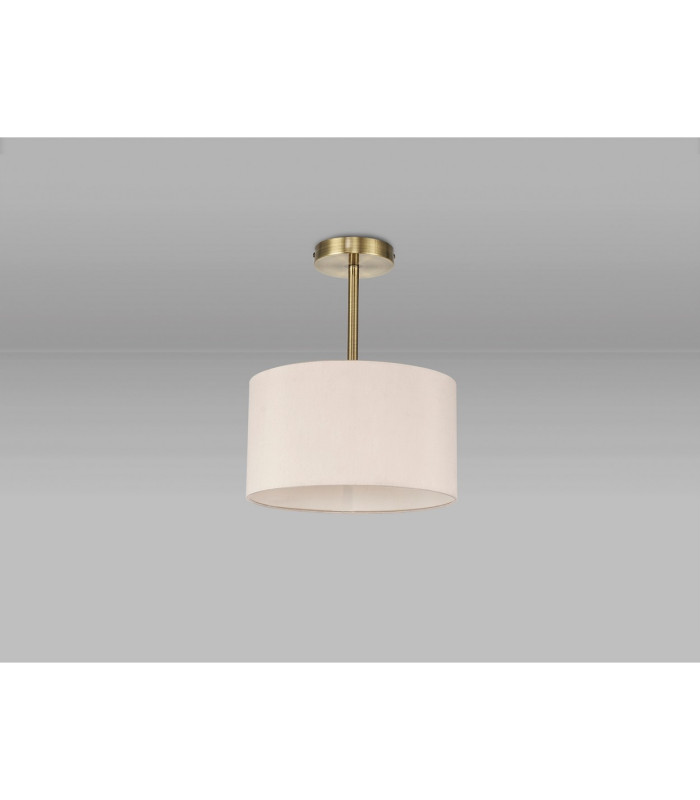 Baymont Antique Brass E27 Semi Flush With 30cm x 17cm Dual Faux Silk Shade Nude Beige/Moonlight-11