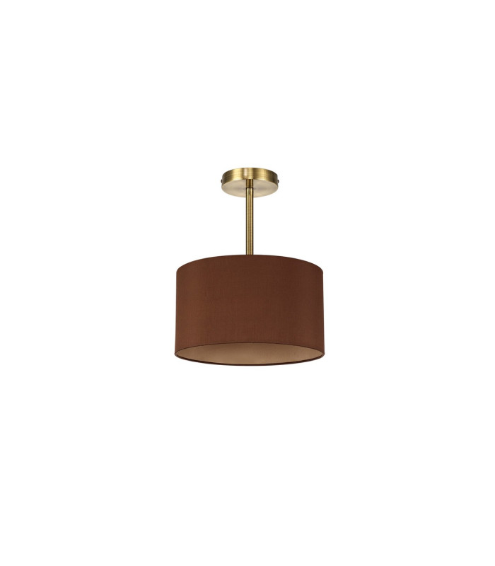 Baymont Antique Brass E27 Semi Flush With 30cm x 17cm Dual Faux Silk Shade Raw Cocoa/Grecian Bronze-4