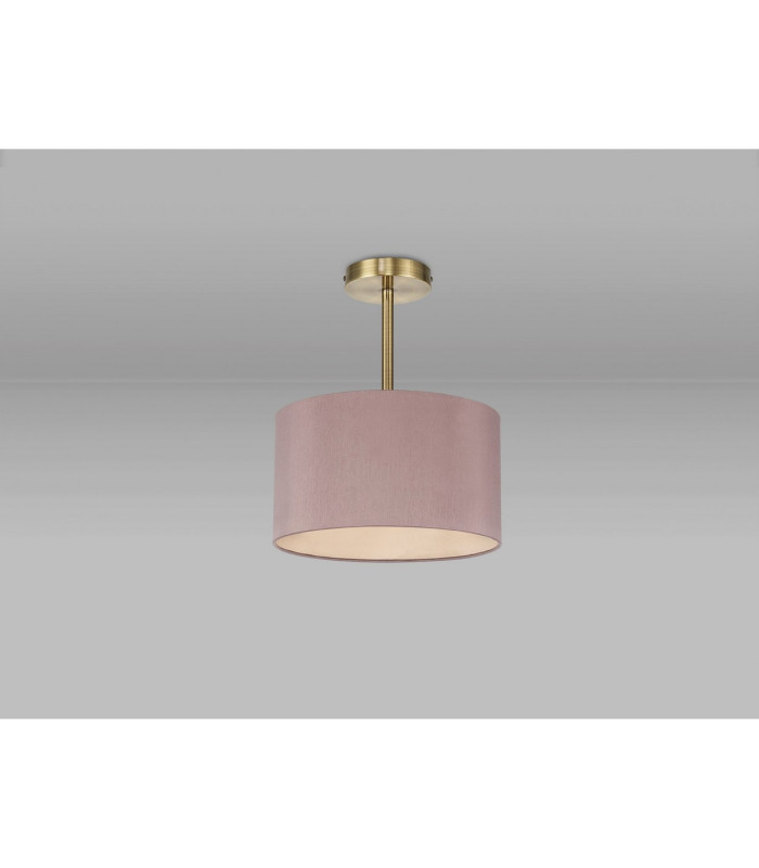Baymont Antique Brass E27 Semi Flush With 30cm x 17cm Dual Faux Silk Shade Taupe/Halo Gold-11