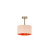 Baymont Antique Brass E27 Semi Flush With 30cm x 17cm Dual Faux Silk Shade Antique Gold/Ruby-1