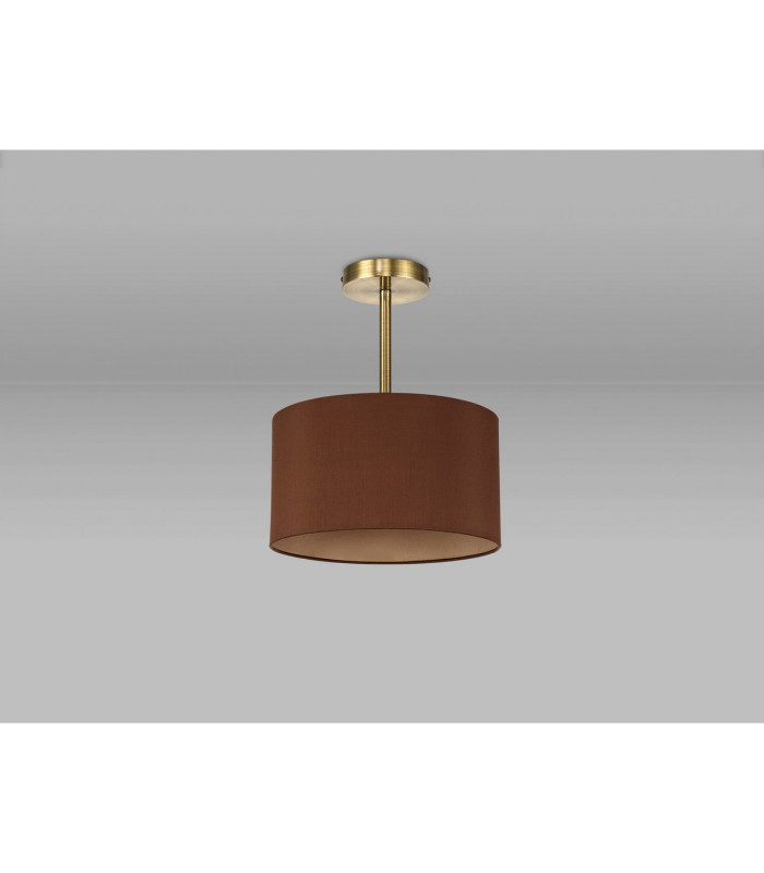 Baymont Antique Brass E27 Semi Flush With 30cm x 17cm Dual Faux Silk Shade Raw Cocoa/Grecian Bronze-11
