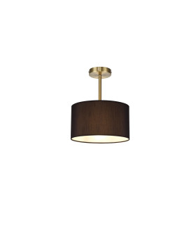 Baymont Antique Brass E27 Semi Flush With 30cm x 17cm Faux Silk Shade Black/White Laminate-1