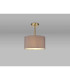 Baymont Antique Brass E27 Semi Flush With 30cm x 17cm Faux Silk Shade Grey/White Laminate-2