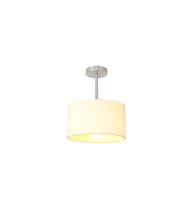Baymont Satin Nickel E27 Semi Flush With 30cm x 17cm Faux Silk Shade Ivory Pearl/White Laminate-1