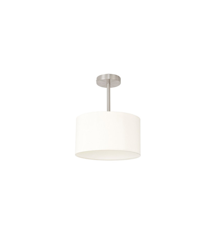Baymont Satin Nickel E27 Semi Flush With 30cm x 17cm Faux Silk Shade Ivory Pearl/White Laminate-4