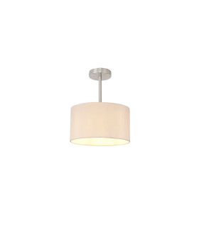 Baymont Satin Nickel E27 Semi Flush With 30cm x 17cm Dual Faux Silk Shade Nude Beige/Moonlight-1