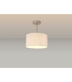 Baymont Satin Nickel E27 Semi Flush With 30cm x 17cm Dual Faux Silk Shade Nude Beige/Moonlight-2