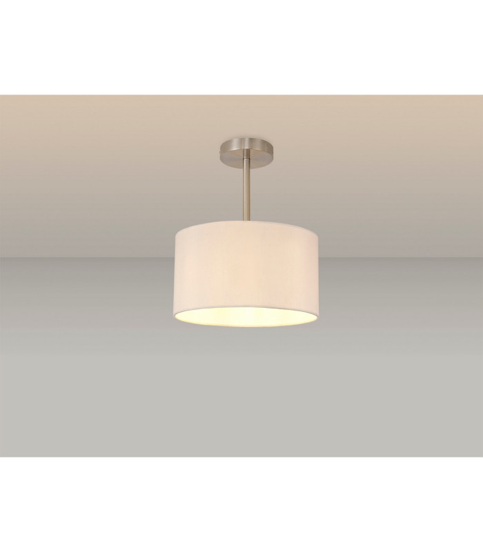 Baymont Satin Nickel E27 Semi Flush With 30cm x 17cm Dual Faux Silk Shade Nude Beige/Moonlight-2