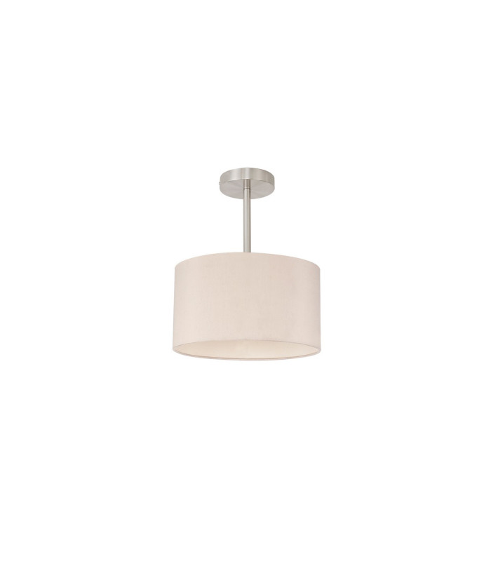 Baymont Satin Nickel E27 Semi Flush With 30cm x 17cm Dual Faux Silk Shade Nude Beige/Moonlight-4