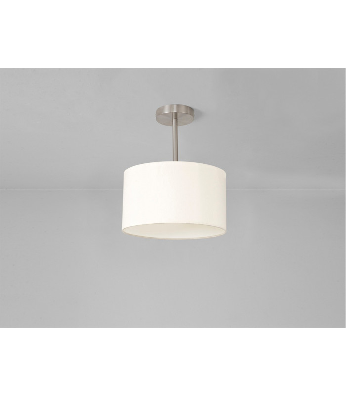 Baymont Satin Nickel E27 Semi Flush With 30cm x 17cm Faux Silk Shade Ivory Pearl/White Laminate-11