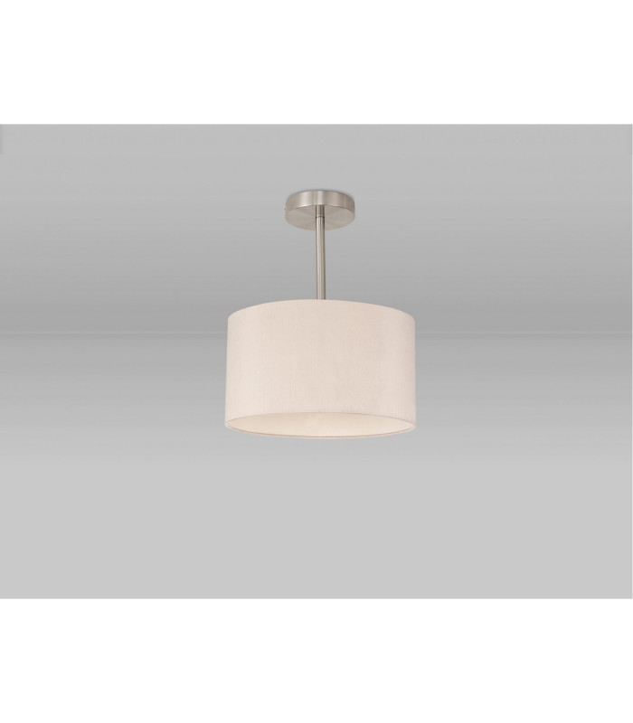 Baymont Satin Nickel E27 Semi Flush With 30cm x 17cm Dual Faux Silk Shade Nude Beige/Moonlight-11