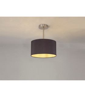 Baymont Satin Nickel E27 Semi Flush With 30cm x 17cm Dual Faux Silk Shade Midnight Black/Green Olive-2
