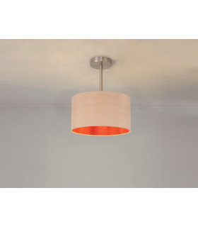 Baymont Satin Nickel E27 Semi Flush With 30cm x 17cm Dual Faux Silk Shade Antique Gold/Ruby-2