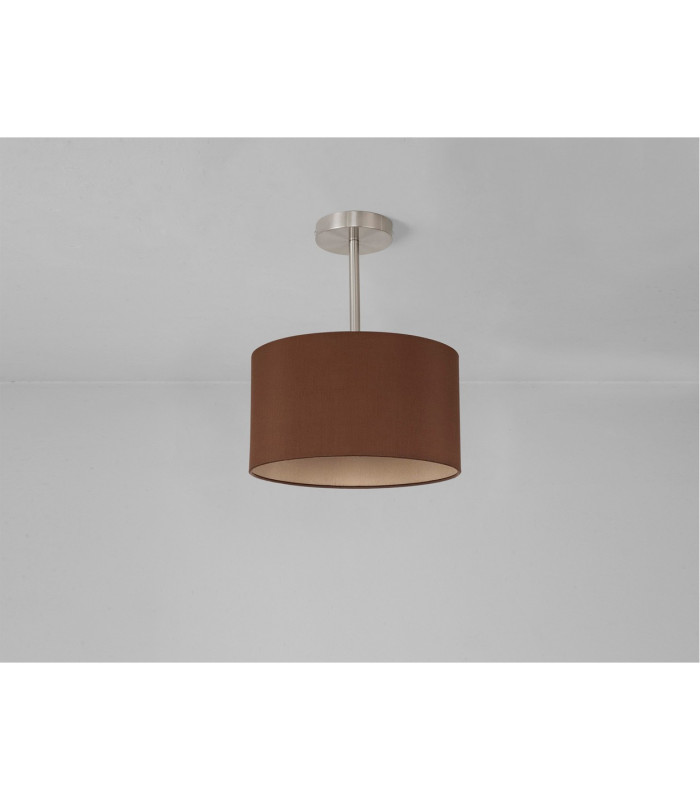 Baymont Satin Nickel E27 Semi Flush With 30cm x 17cm Dual Faux Silk Shade Raw Cocoa/Grecian Bronze-11