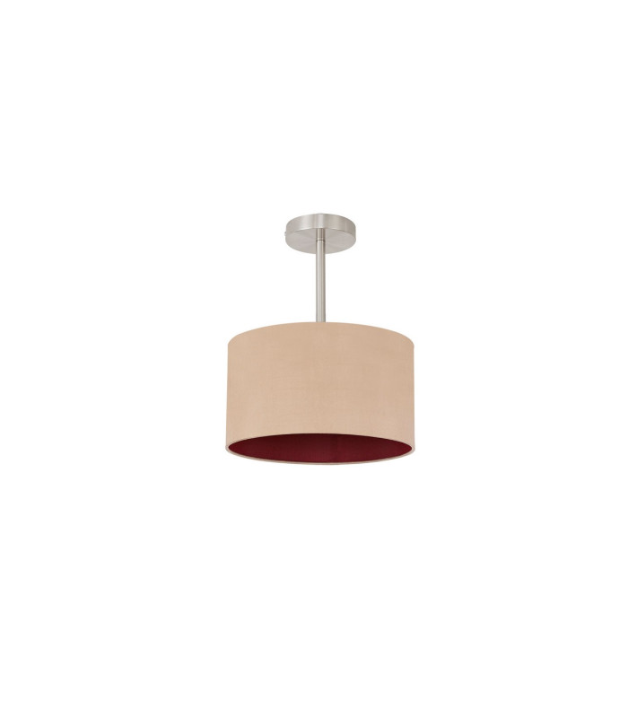 Baymont Satin Nickel E27 Semi Flush With 30cm x 17cm Dual Faux Silk Shade Antique Gold/Ruby-4