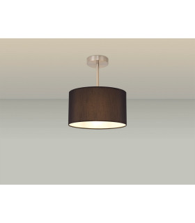 Baymont Satin Nickel E27 Semi Flush With 30cm x 17cm Faux Silk Shade Black/White Laminate-2