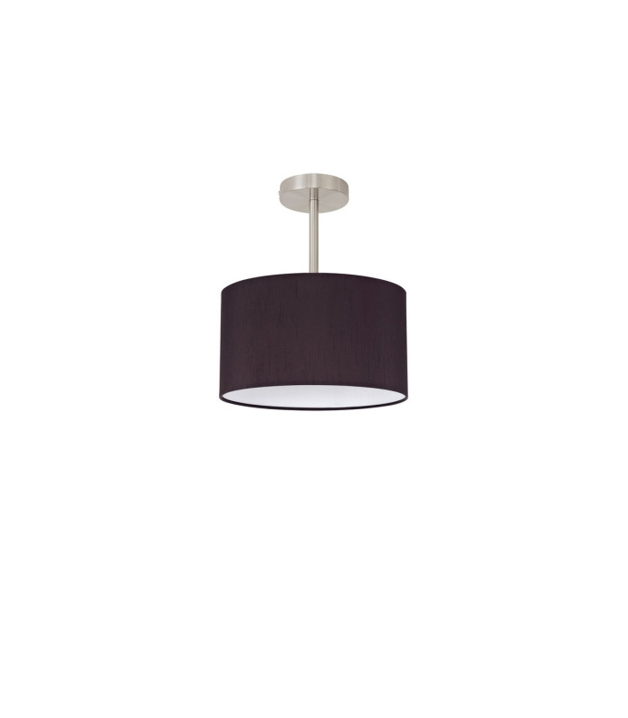 Baymont Satin Nickel E27 Semi Flush With 30cm x 17cm Faux Silk Shade Black/White Laminate-4