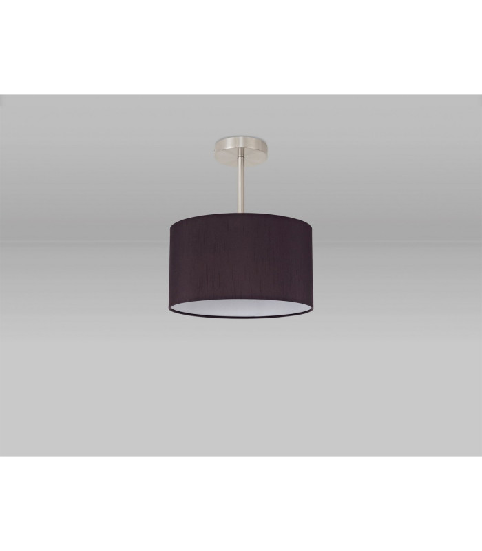 Baymont Satin Nickel E27 Semi Flush With 30cm x 17cm Faux Silk Shade Black/White Laminate-11