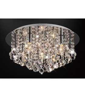 Flush Ceiling 5 Light E14, 460mm Round, Polished Chrome, Sphere Crystal - 2
