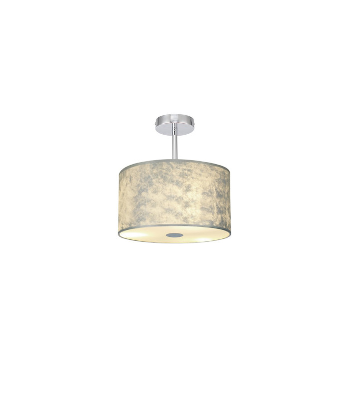 Baymont Polished Chrome E27 Semi Flush Fixture With 30cm x 17cm Silver Leaf Shade-1