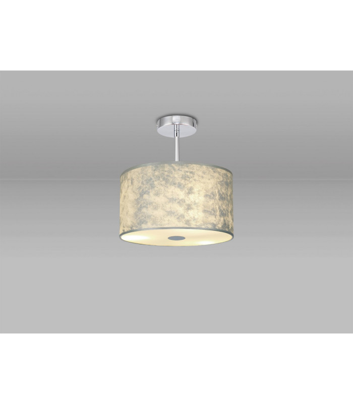 Baymont Polished Chrome E27 Semi Flush Fixture With 30cm x 17cm Silver Leaf Shade-2