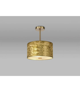 Baymont Antique Brass E27 Semi Flush Fixture With 30cm x 17cm Gold Leaf Shade With Frosted/AB Acrylic Diffuser-2