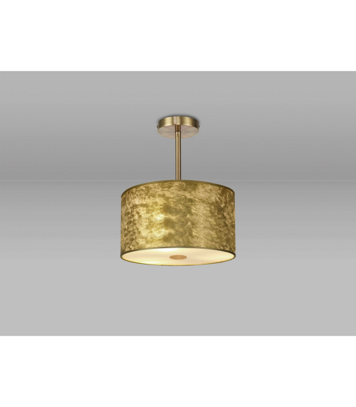 Baymont Antique Brass E27 Semi Flush Fixture With 30cm x 17cm Gold Leaf Shade With Frosted/AB Acrylic Diffuser-2