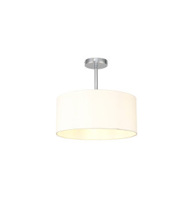 Baymont Polished Chrome E27 Semi Flush With 40cm x 18cm Faux Silk Shade Ivory Pearl/White Laminate-1
