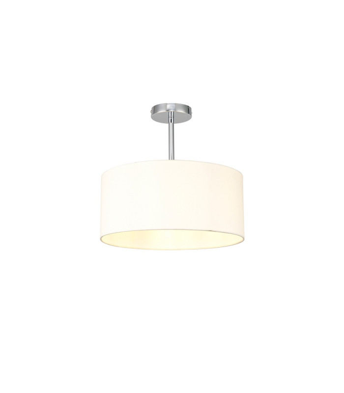 Baymont Polished Chrome E27 Semi Flush With 40cm x 18cm Faux Silk Shade Ivory Pearl/White Laminate-1