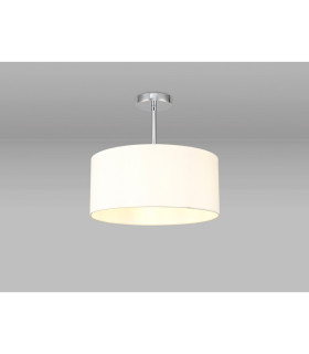 Baymont Polished Chrome E27 Semi Flush With 40cm x 18cm Faux Silk Shade Ivory Pearl/White Laminate-2