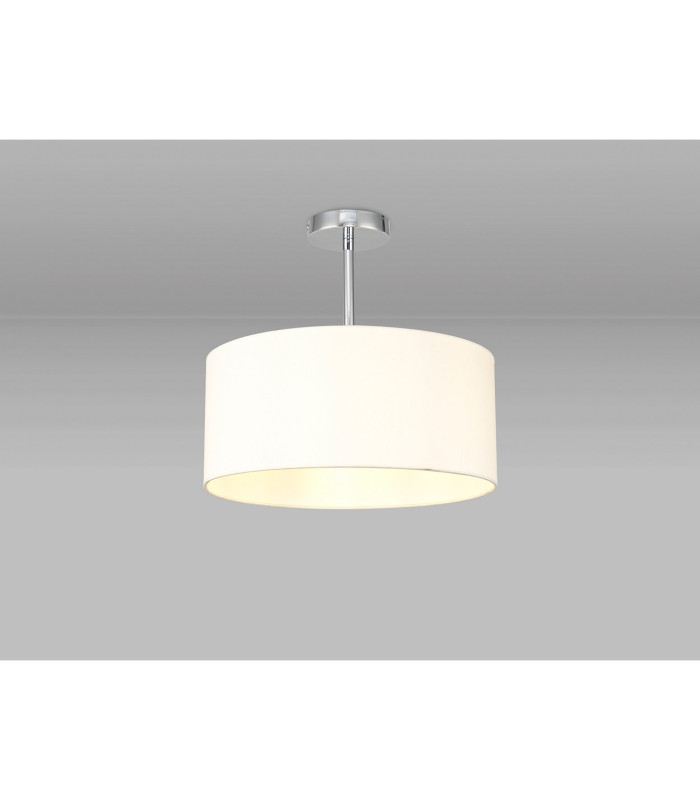 Baymont Polished Chrome E27 Semi Flush With 40cm x 18cm Faux Silk Shade Ivory Pearl/White Laminate-2