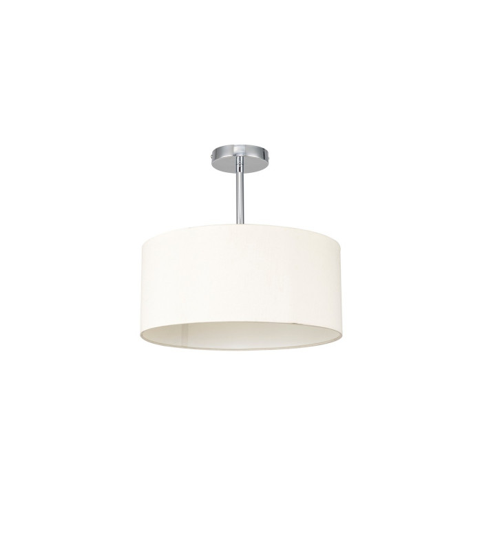 Baymont Polished Chrome E27 Semi Flush With 40cm x 18cm Faux Silk Shade Ivory Pearl/White Laminate-4