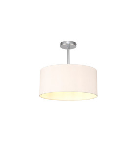 Baymont Polished Chrome E27 Semi Flush With 40cm x 18cm Dual Faux Silk Shade Nude Beige/Moonlight-1