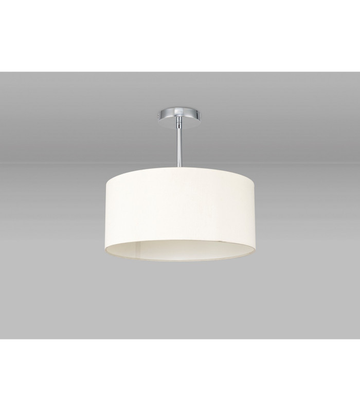 Baymont Polished Chrome E27 Semi Flush With 40cm x 18cm Faux Silk Shade Ivory Pearl/White Laminate-11