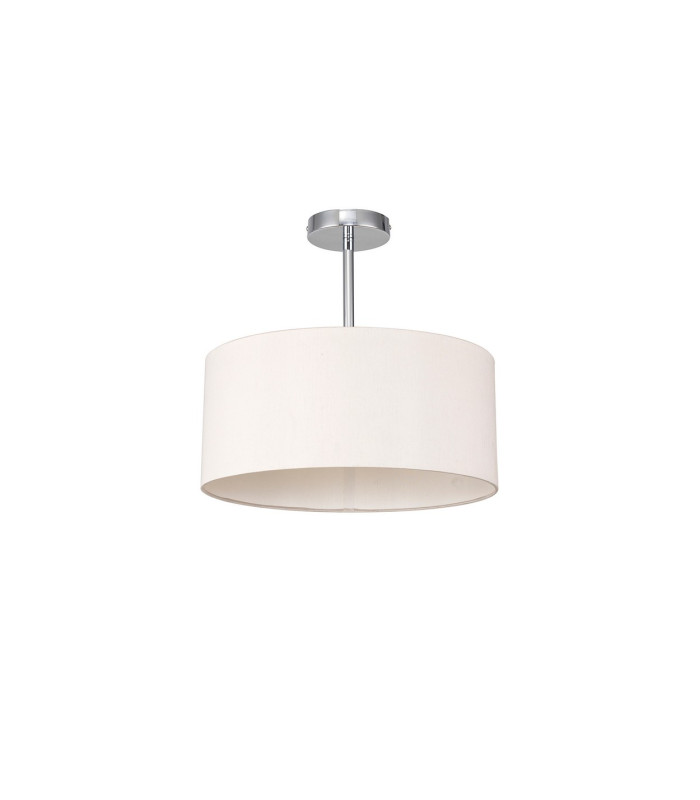Baymont Polished Chrome E27 Semi Flush With 40cm x 18cm Dual Faux Silk Shade Nude Beige/Moonlight-4