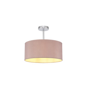 Baymont Polished Chrome E27 Semi Flush With 40cm x 18cm Dual Faux Silk Shade Taupe/Halo Gold-1