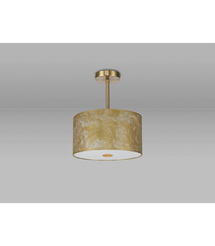 Baymont Antique Brass E27 Semi Flush Fixture With 30cm x 17cm Gold Leaf Shade With Frosted/AB Acrylic Diffuser-13