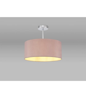 Baymont Polished Chrome E27 Semi Flush With 40cm x 18cm Dual Faux Silk Shade Taupe/Halo Gold-2