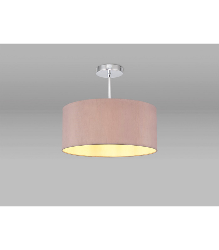 Baymont Polished Chrome E27 Semi Flush With 40cm x 18cm Dual Faux Silk Shade Taupe/Halo Gold-2