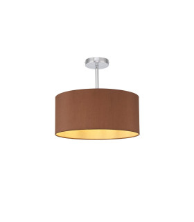 Baymont Polished Chrome E27 Semi Flush With 40cm x 18cm Dual Faux Silk Shade Raw Cocoa/Grecian Bronze-1