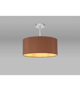 Baymont Polished Chrome E27 Semi Flush With 40cm x 18cm Dual Faux Silk Shade Raw Cocoa/Grecian Bronze-2