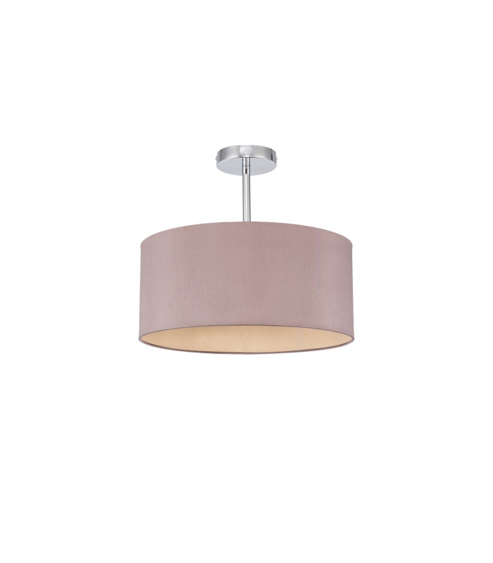 Baymont Polished Chrome E27 Semi Flush With 40cm x 18cm Dual Faux Silk Shade Taupe/Halo Gold-4