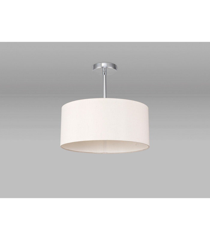 Baymont Polished Chrome E27 Semi Flush With 40cm x 18cm Dual Faux Silk Shade Nude Beige/Moonlight-11
